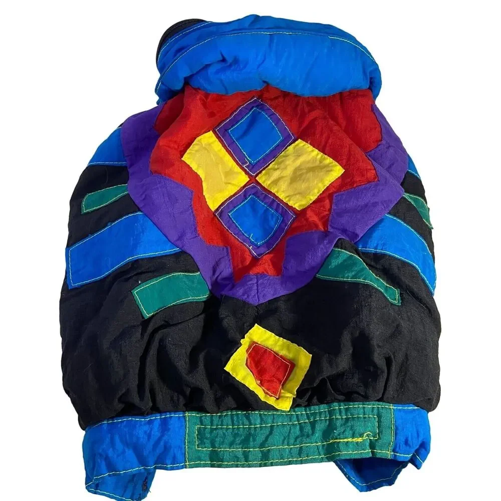 #6205 Dog Winter Jacket Nylon multi Color with Hood and Snaps 24 inch chest